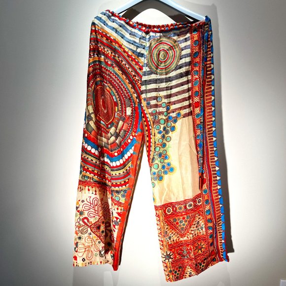 Jean Paul Gaultier Multicolor Pants 100% Silk Used; Good Sz. M Made in Italy